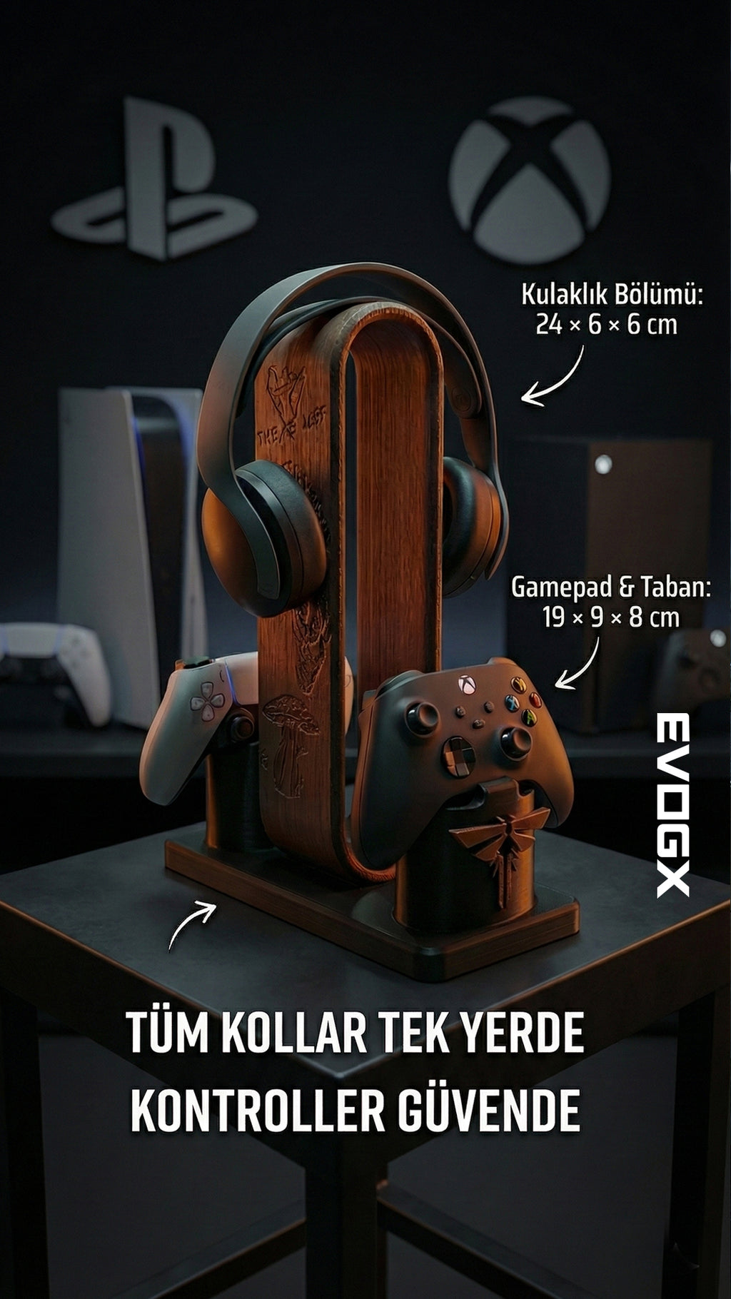 EVOGX PlayStation & Xbox Oyun Kolu ve Kulaklık Standı